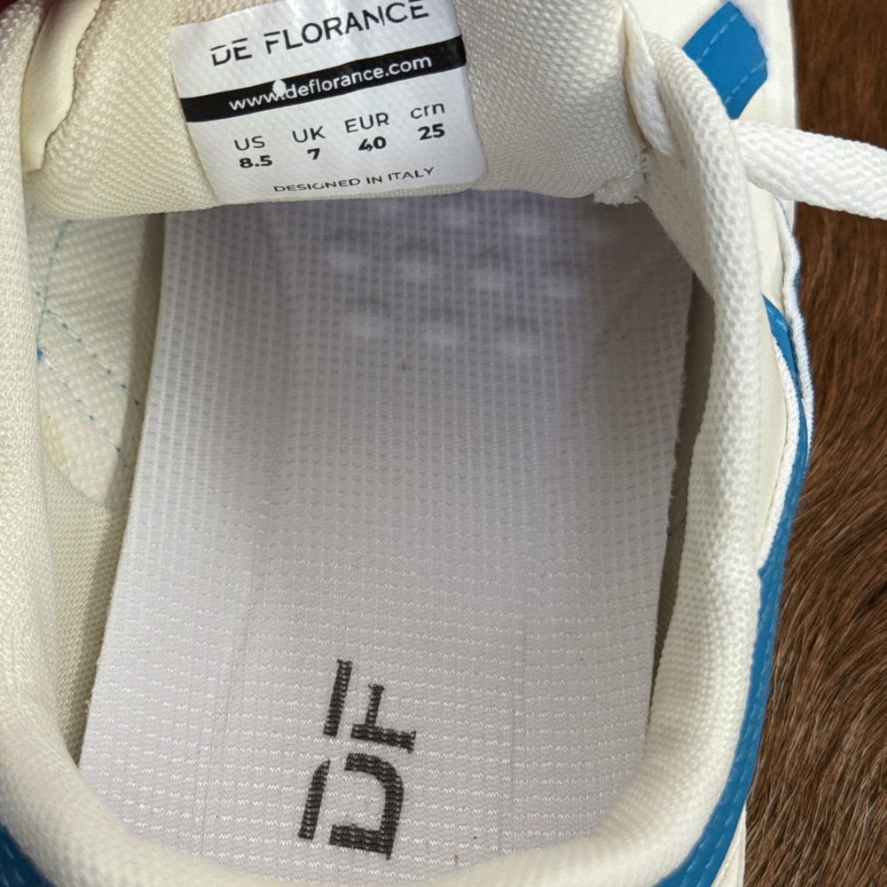 DE‎ FLORANCE $139 8.5 Cloudea 1.0 White Blue Low Top Sneakers Italy Comfort - Picture 8 of 9